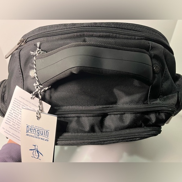 ORIGINAL PENGUIN 9 Pocket Laptop Backpack Padded back & straps - Black - Picture 6 of 16